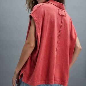 NWT We The Free Free People Keep On Polo- Fiery Red SIZE SMALL